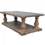 Hand Carved Maurya Solid Wood Whitewash Coffee Table - Image 6