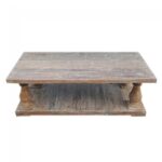 Hand Carved Maurya Solid Wood Whitewash Coffee Table