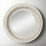 Indian Mirror Arched Globe Wooden Wall Decor White