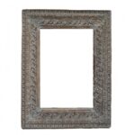 Hand Carved Indian Mehran Mirror Arched Globe Wooden Wall Decor Whitewash