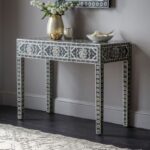 Bone Inlay Black and White Side Table - Image 2