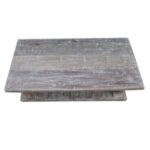 Hand Carved Maurya Solid Wood Whitewash Coffee Table - Image 5