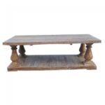 Hand Carved Maurya Solid Wood Whitewash Coffee Table - Image 7