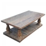 Hand Carved Maurya Solid Wood Whitewash Coffee Table - Image 2