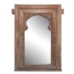 Mirror Arched Globe Wooden Wall Decor  Natural