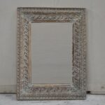 Hand Carved Indian Mehran Mirror Arched Globe Wooden Wall Decor Whitewash - Image 3