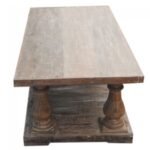 Hand Carved Maurya Solid Wood Whitewash Coffee Table - Image 3