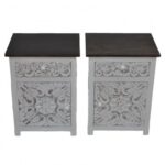 Solid Wood Bedside Tables White & Black